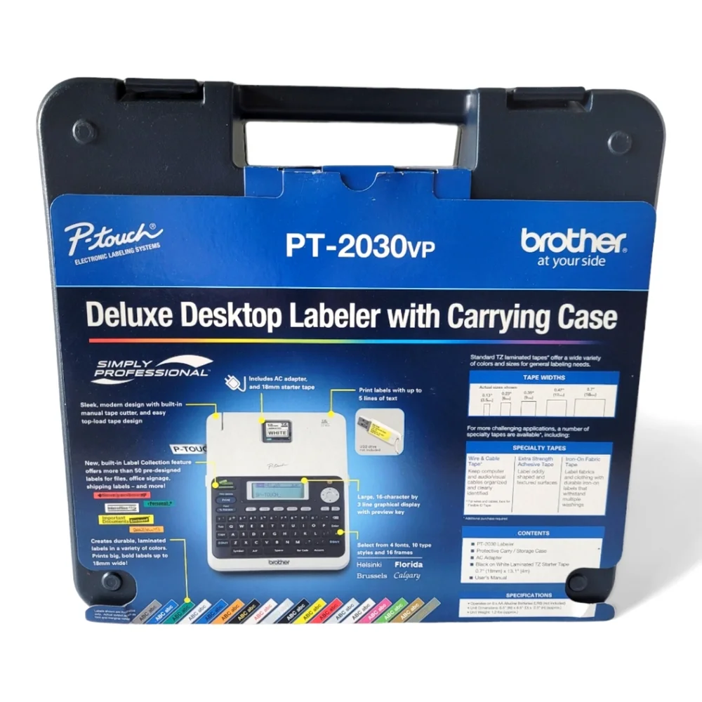 NEW! Brother P-Touch PT-2030VP Deluxe Desktop Label Maker & Carrying Case